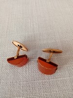Old Marked Russian Amber Cufflink - 9k Gold