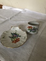 Herend porcelain ashtray and match holder