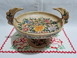Special and very rare marked ceramic serving bowl, centerpiece with flower pattern 