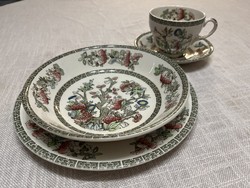 English porcelain with 'Indian tree' pattern, 4-piece breakfast/dinner set, really fabulous!