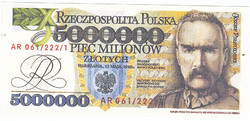 Poland 5000000 fantasy zloty 1995 replica unc