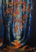 Cinnabar - forest-land (30 x 42, oil, + beautiful, wide frame)