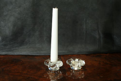 Bohemia Glass Candle Holder Pair Star Snowflake Shape Candle Holder 6x3cm Crystal Candle