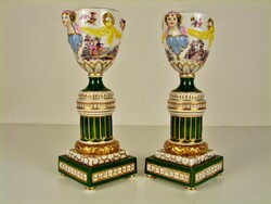 Pair of museum kpm berlin candle holders - approx. 1820 - 1840