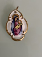 Very beautiful porcelain mary pendant hand painted.