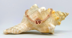 Pandora replica rose gold double crown heart charm bracelet