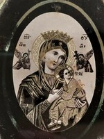 Old religious wall decoration antique Mary wall picture with copper frame