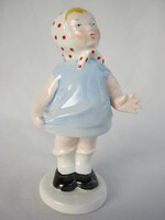 Retro ... Granite ceramic figure nipp little girl with polka dot scarf