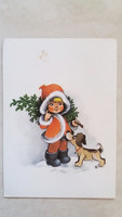 Old Christmas postcard 1988 puppy retro postcard