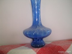 Veil glass vase with blue and white tabs --- old 1940