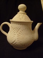 Artistic terracotta coffee-tea spout with glossy glaze inside for sale rich engraved ornate
