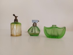 1 db régi parfümös üveg zöld vintage kölnis palack