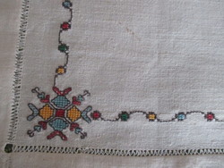 Antique cross stitch embroidered tablecloth