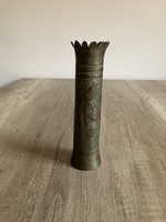 Antik réz díszes katonai löveg hüvely váza fácánt ábrázoló