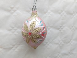 Retro glass Christmas tree ornament painted pink icicle glass ornament