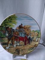 Angol lovas falusi jelenetes , festett fali tányér, limitált kiadású!