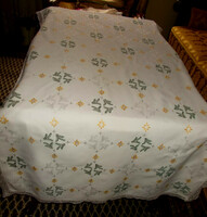Large Christmas embroidered, damask tablecloth, tablecloth.