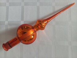 Gyönyörű kézműves narancs színű üveg csúcsdísz