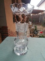 Large Czech lead crystal glass vase, richly polished, fabulous piece 27 cm 2 kg