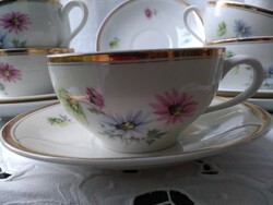 Hollóházi szalmavirág mintás hat garnitúra teás csésze+ alátét az 50-es évekből!
