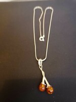 Christmas sale!!! Marked silver chain with marked silver fittings and unique amber pendant