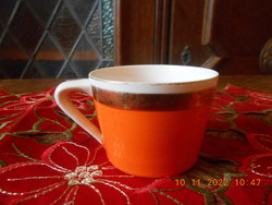 Hollóházi színes kávés csésze, narancssárga