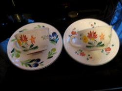 Pair of Herendi village pottery cup sets