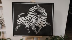 (K) Absztrakt zebra kép 101x85 cm kerettel