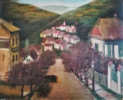 István Kastaly: large mine, double oil painting