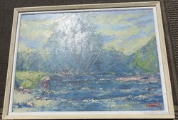 Impressionist painting by an unknown Arad painter - oil / wood fiber painting