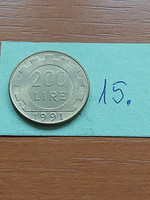 Italy 200 lira 1991 r, 15