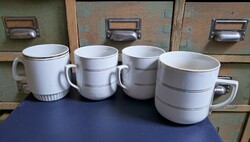 Antique belly mug (1) and Czechoslovak gold striped mug (4)