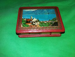 Old artificial leather, gold-plated travel souvenir Locarno Switzerland decorative match with two blanks according to pictures