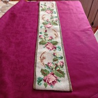 Antique tapestry maid's call, bell stem without metal fitting, 78 x 15 cm