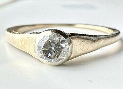 661T. From HUF 1! Antique button brilliant (0.3 ct) 14k yellow gold (1.8 g) ring, top wesselton stone!