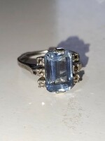 Hatalmas Aquamarin köves ezüst gyűrű (56)