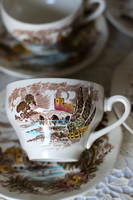 AJÁNLATÁT VÁROM: Wedgwood Countryside multicolor fajansz teás szett, vintage
