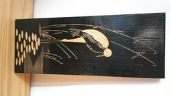 Fa intarzia A gólya 36x14