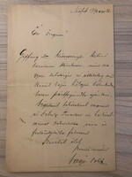 Letter of the famous painter Pál Vágó to László Kézdi-Kovács
