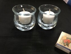 2 Scandinavian, thick crystal glass candle holders, candle holders