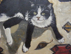 Cica macska torontáli szőnyegen olaj