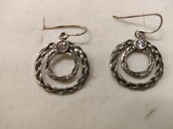 Israeli silver earrings with a white zircon stone