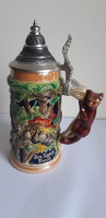 German mug with a hunting scene