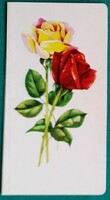Régi, virágos, kinyitható  képeslap, rajz: D. Izsák Magdolna