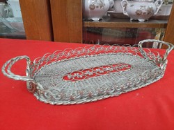 Silver-Plated Woven Metal Handcrafted Tray, Centerpiece