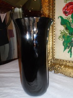 Szép régi fekete nagy nehéz Bohemia kristály váza