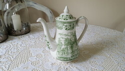 Hunting scene ironstone English faience teapot, jug
