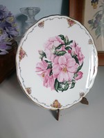 Angol, Royal Albert porcelán dísztányér, gyönyörű rózsaszín virág díszítéssel