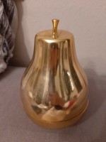 17cm magas szép arany színű körte formájú tartóban kupicás italos üvegek