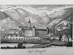 Lilienfeld Abbey, original engraving ca. 1840